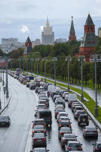 Moscow Russia October 2018 Traffic Jam Kremlin Embankment Moscow Russia — Stock Photo, Image
