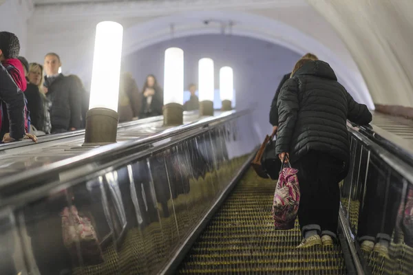 Moscou Rússia Outubro 2018 Escada Rolante Metrô Moscou — Fotografia de Stock