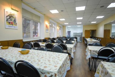 Moskova, Rusya - Eylül, 24, 2018: Moskova kurtbağrı okul bir kafede içinin