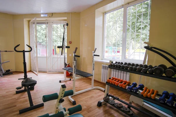 Moskwa Rosja Września 2018 Wnętrze Sali Fitness Szkole Privet Moskwa — Zdjęcie stockowe