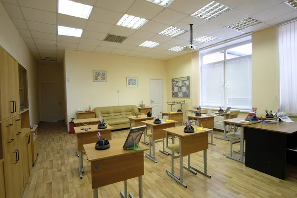 Moskwa Rosja Września 2018 Wnętrze Nowoczesne Szkoły Klasie Szkole Priver — Zdjęcie stockowe
