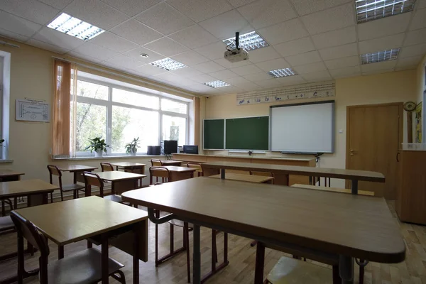 Moskva Ryssland September 2018 Interiör Modern Skola Klassrum Moskva Priver — Stockfoto