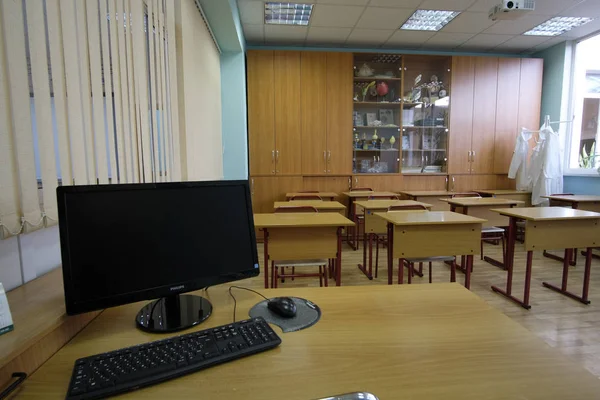 Moskva Ryssland September 2018 Interiör Modern Skola Klassrum Moskva Priver — Stockfoto