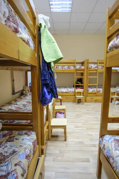 Moscow Russia September 2018 Interior Kindergarten Bedroom Two Level Beds — Stock Photo, Image