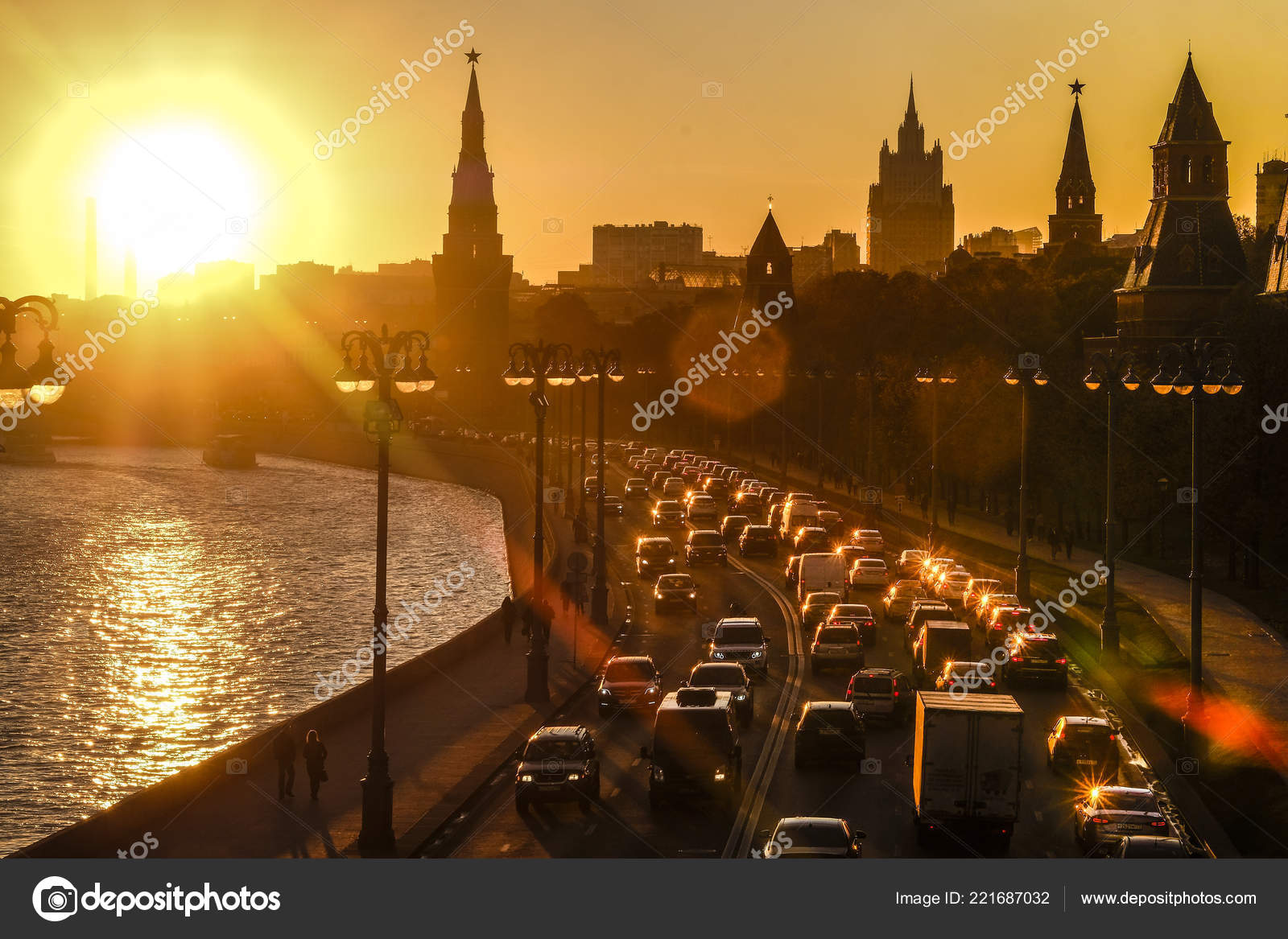 Moscou Russie Octobre 2018 Moscou Kremlin Coucher Soleil