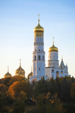 Moskova, Rusya - Ekim, 22, 2018: Moskova Kremlin gün batımında