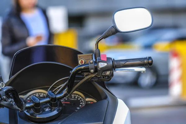 Lenker Eines Motorrads Aus Nächster Nähe — Stockfoto