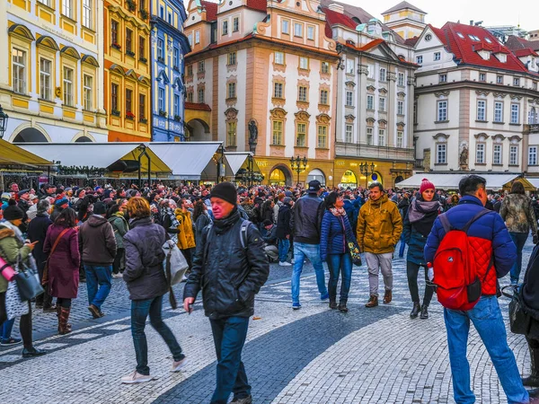 Prága Csehország November 2018 Turisták Egy Utcában Prága Központja — Stock Fotó