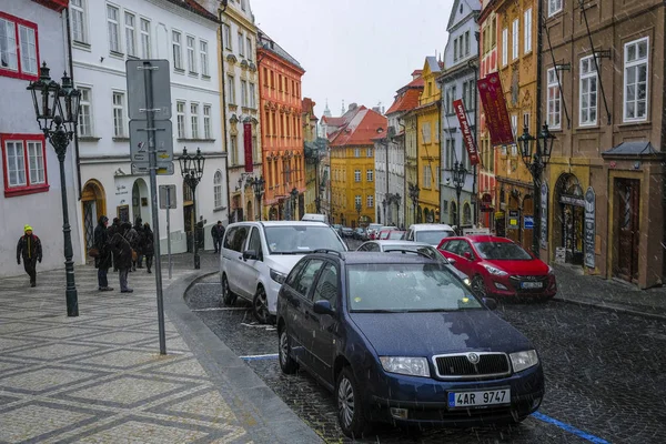 Praga Repubblica Ceca Novembre 2018 Auto Parcheggio Praga — Foto Stock