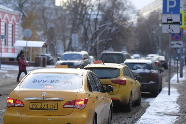 Moscow Oroszország November 2018 Sárga Taxi Moszkvában — Stock Fotó