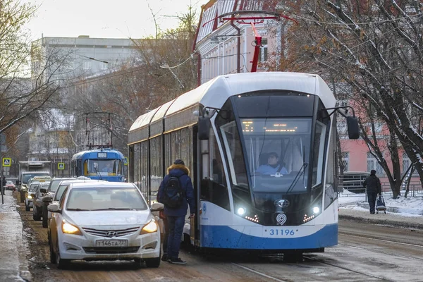 Moskova, Rusya - Kasım, 27, 2018: Tramvay, Moskova