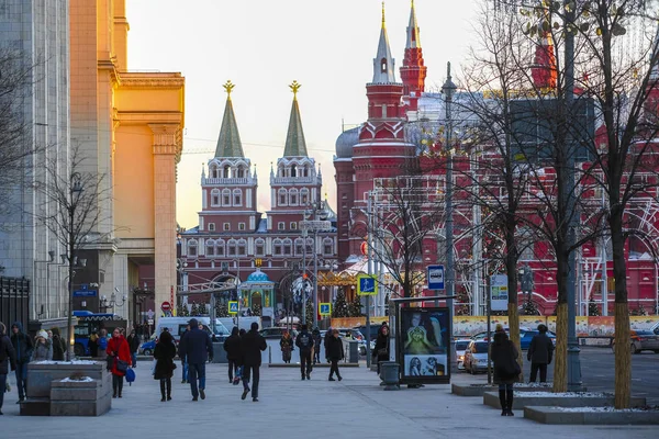 Moskou Rusland December 2018 Voetgangers Straat Een Centrum Van Moskou — Stockfoto