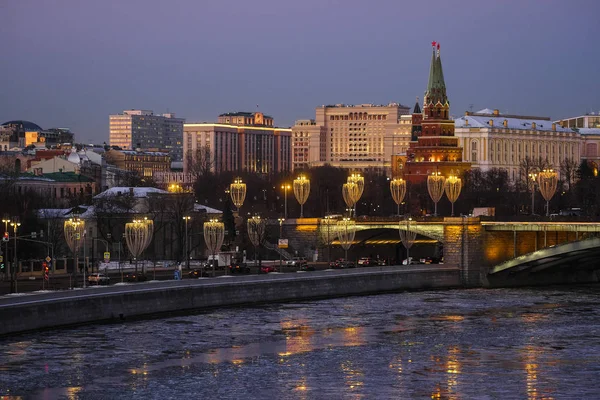 Vue Moscou Coucher Soleil Depuis Rivière Moskva — Photo