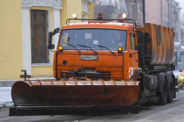 Mosca Russia Dicembre 2018 Immagine Della Macchina Rimozione Della Neve — Foto Stock