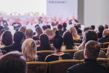 Moskova, Rusya - Aralık, 13, 2018: insanlar üzerinde bir konferans, Moskova, Rusya