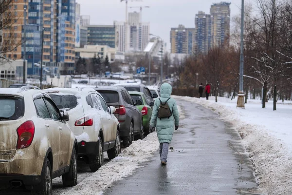 Moskova Rusya Aralık 2018 Moskova Bir Otopark Araçlarda — Stok fotoğraf