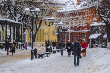Ryazan, Rusya - Ocak, 5, 2019: insanlar bir Ryazan merkezi bir sokakta