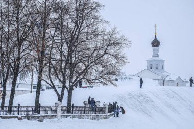 Ryazan, Rusya - Ocak, 5, 2019: peyzaj Ryazan Kremlin görüntü ile