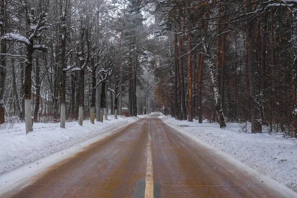 Krajobraz Wizerunkiem Droga Zima — Zdjęcie stockowe