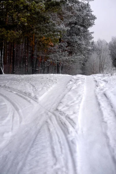 Landschap Met Afbeelding Van Een Winter Weg — Stockfoto