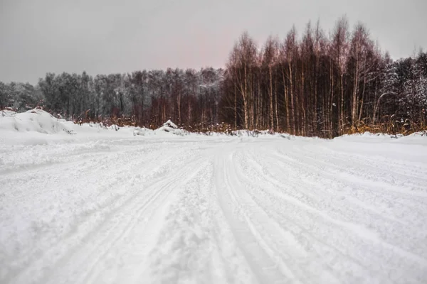 Paesaggio Con Immagine Una Strada Invernale — Foto Stock