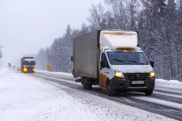 Región Moscú Serpuchov Rusia Diciembre 2018 Imagen Camión Una Carretera — Foto de Stock