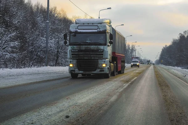 Regiunea Moscova Serpuchov Rusia Decembrie 2018 Imaginea Unui Camion Drum — Fotografie, imagine de stoc
