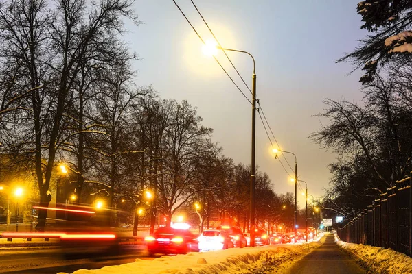 Moskva Ryssland December 2018 Natt Trafik Moskva Street — Stockfoto