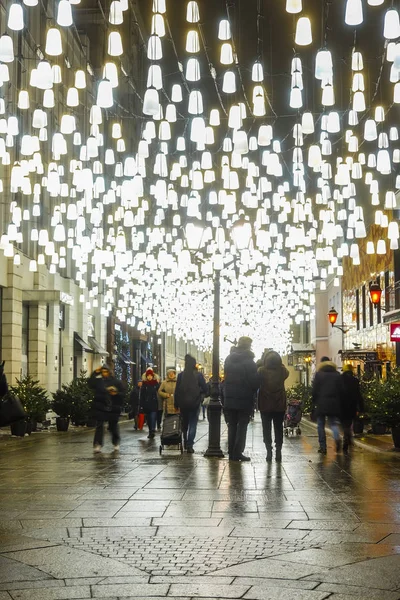 Moskova Rusya Aralık 2019 Kalabalık Moskova Caddesi Nde Akşam — Stok fotoğraf