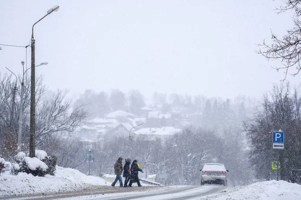 Rússia Zaraysk Janeiro 2019 Imagem Carros Estrada Cidade Zaraysk Durante — Fotografia de Stock