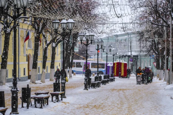 Ryazan Rusya Ocak 2019 Insanlar Bir Ryazan Merkezi Bir Sokakta — Stok fotoğraf