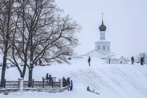 Ryazan Rusia Enero 2019 Paisaje Con Imagen Del Kremlin Ryazan — Foto de Stock