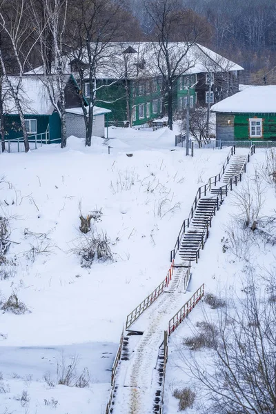 Krajobraz Wizerunkiem Wioska Zima Ryazan Federacja Rosyjska — Zdjęcie stockowe