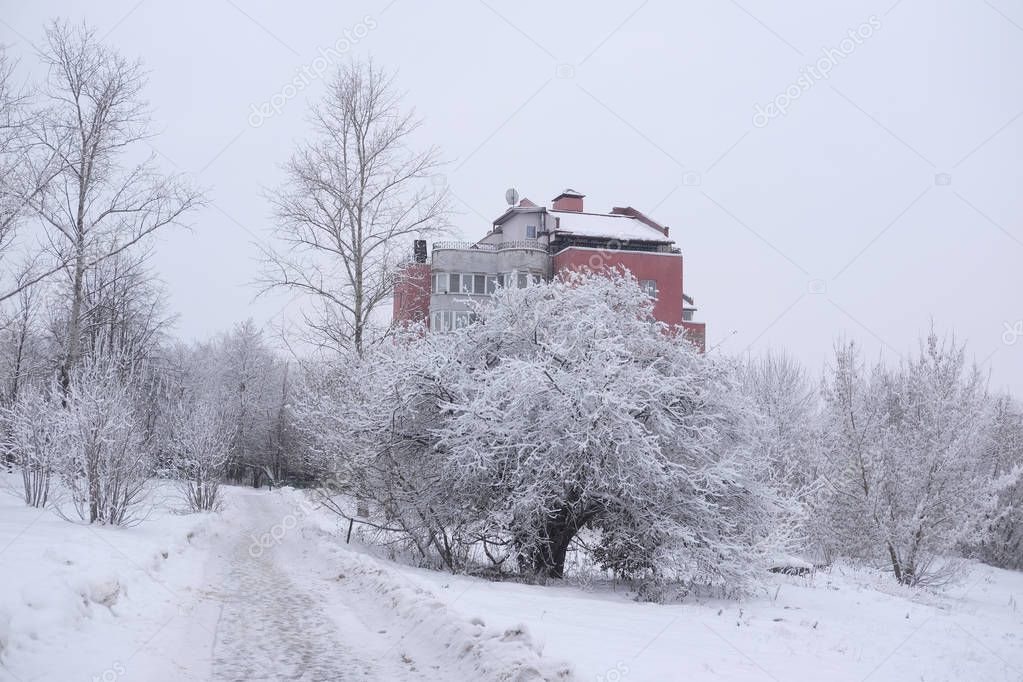 winter in Chehov city in Russia