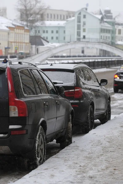 Москва Россия Января 2019 Автомобили Парковке Москве — стоковое фото