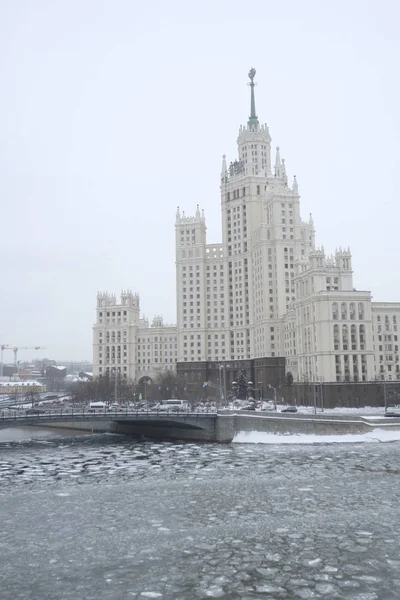Moscova Rusia Ianuarie 2019 Veiw Highrise Building Kotelnicheskaya Embankment Moscow — Fotografie, imagine de stoc