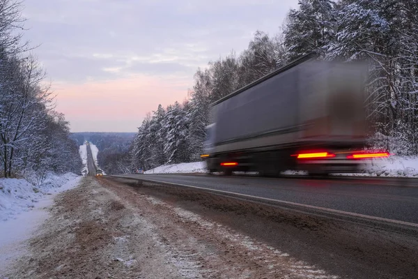 Immagine Camion Una Strada Invernale — Foto Stock