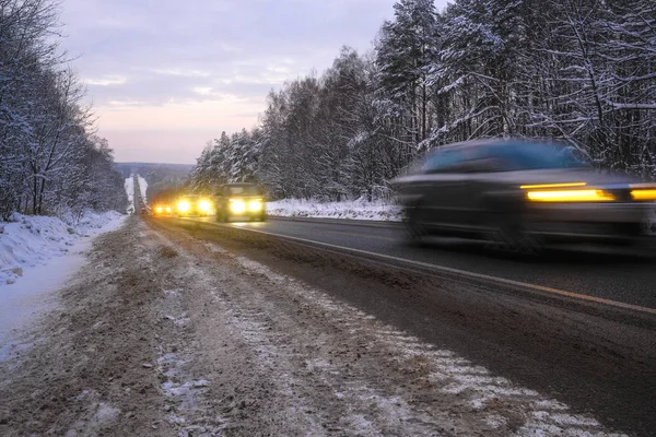 Imagen Coche Una Carretera Invierno — Foto de Stock