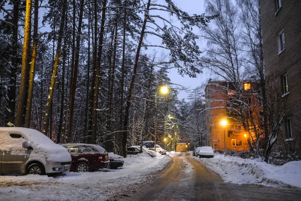 Protvino Región Moscú Rusia Enero 2019 Noche Invierno Protvino Rusia —  Fotos de Stock