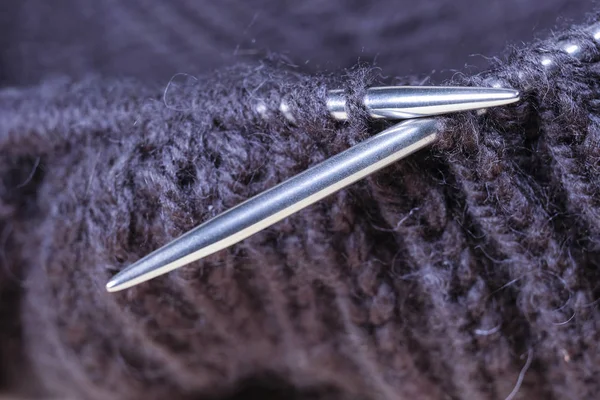 Image Close Image Knitting Metal Knitting Needles — Stock Photo, Image