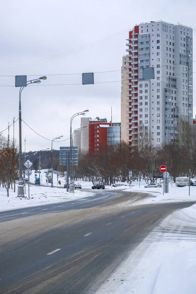 Moskau Russland März 2019 Bild Einer Leeren Autobahn Hintergrund Von — Stockfoto
