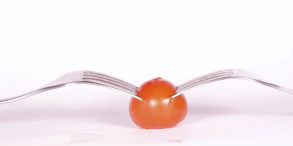 Image Tomato Pinned Forks — Stock Photo, Image