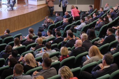 Moskova, Rusya - 12 Nisan 2019: Rusya'nın Moskova kentinde ki Rus Otomobil Dilleri Derneği konferansı