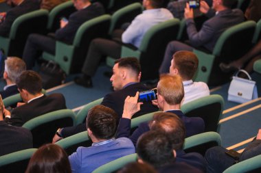 Moskova, Rusya - 12 Nisan 2019: Rusya'nın Moskova kentinde ki Rus Otomobil Dilleri Derneği konferansı