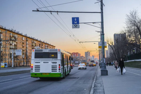 Moskau Russland April 2019 Bus Auf Der Moskauer Straße — Stockfoto