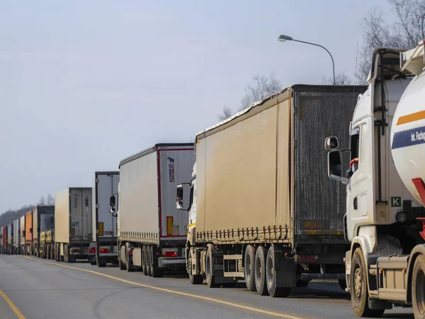 Klimovsk Moskau Region Russland April 2019 Lastwagen Stau Auf Einer — Stockfoto