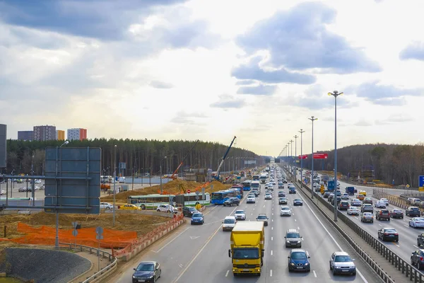 Moscow Region Rusland April 2019 Auto Een Land Snelweg — Stockfoto