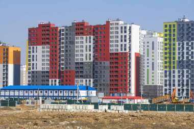 Moskova, Rusya - 20 Nisan 2019: Moskova'da yeni yerleşim bölgesi