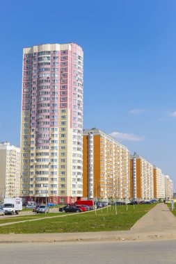 Moskova, Rusya - 21 Nisan 2019: Moskova'da yerleşim bölgesi