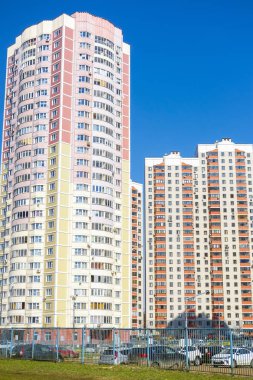 Moskova, Rusya - 21 Nisan 2019: Moskova'da yerleşim bölgesi